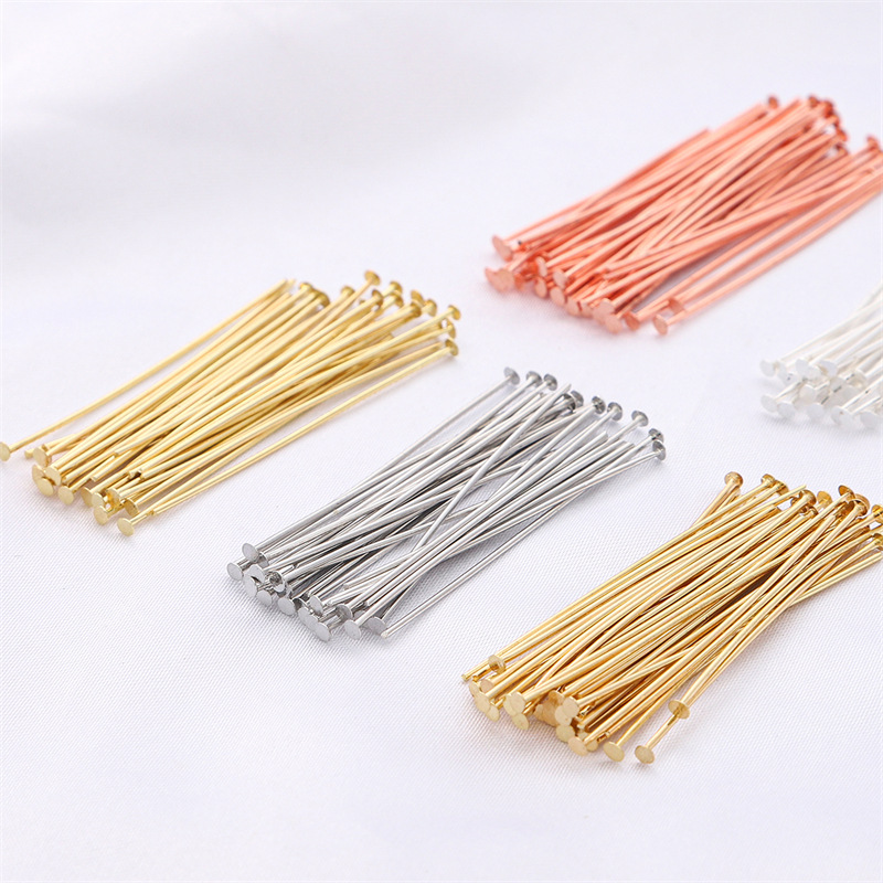 Jewelry Making Supplies Wholesale - 50個/パック 925スターリングシルバー フラットヘッドピン クラフト用 イヤリング ブレスレット