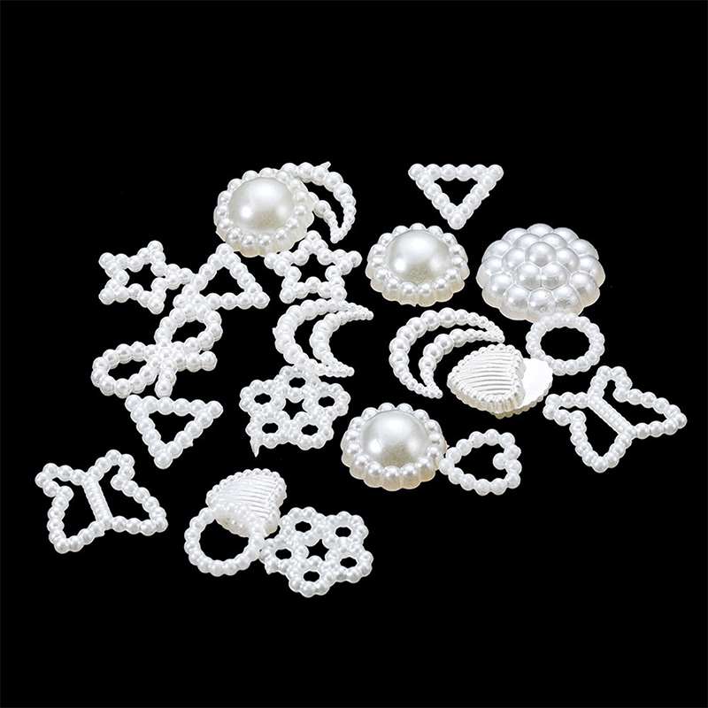 Jewelry Making Machine - 【B】100個入り、模造パールビーズ、花、ハート、星、月の形のスペーサービーズ。アクセサリー作り、ブレスレット、チャーム、イヤリングに。