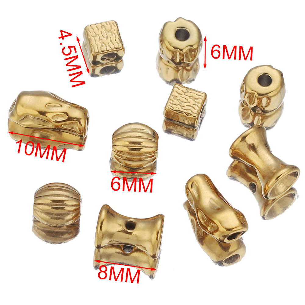 Jewelry Making Supplies Wholesale - 10 個ステンレス鋼正方形不規則なチャームスペーサービーズ PVD ​​ゴールドメッキメタルビーズネックレスブレスレットジュエリーメイキング卸売