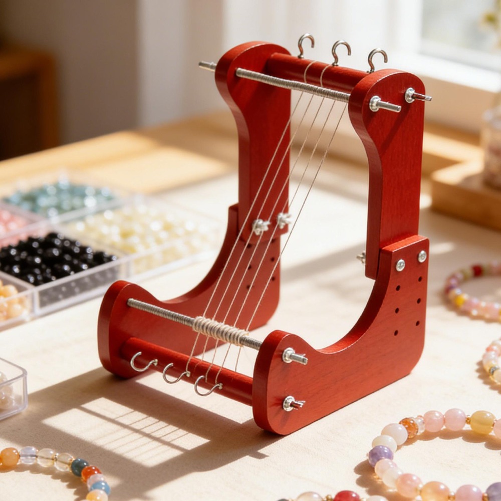 Jewelry Making Tools And Supplies - 木製ビーズ織り機キット、長さ調節可能、デスクトップ織りツール、DIYブレスレットネックレスジュエリー製作クラフト用品（大人向け）