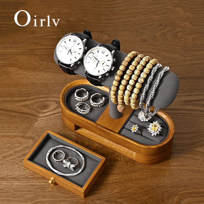 Jewelry Making Organizer Box - Oirlv 無垢材時計オーガナイザー棚 T バー時計ホルダーオーガナイザーショーケースブレスレットバングルジュエリーディスプレイスタンド時計収納