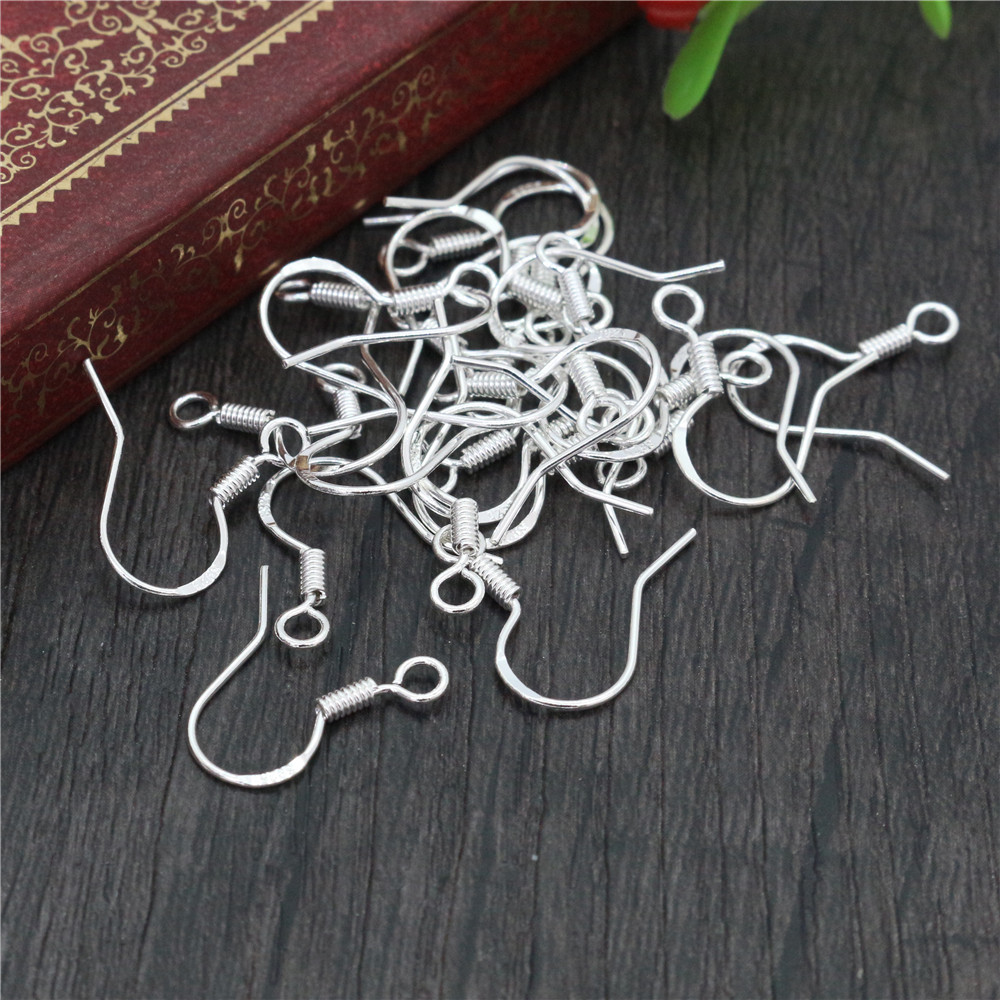 Jewelry Making Supplies Wholesale - 50個16mm 925スターリングシルバーメッキファインドイヤリングフック留め金アクセサリーDIYジュエリー作り卸売ジュエリー
