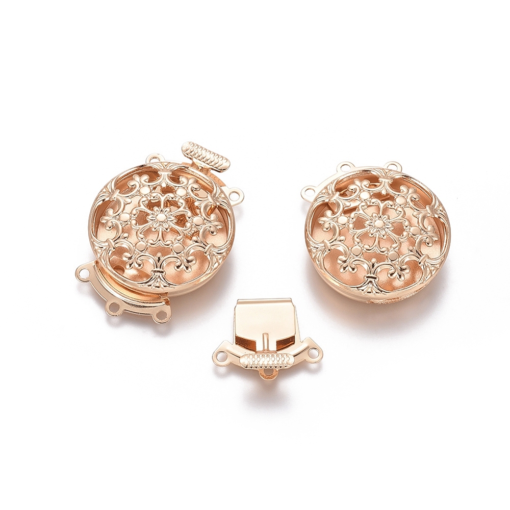 Jewelry Making Set - 10セット真鍮フラワーマルチストランドボックスクラスプ、3ストランド6穴メッキクラスプ31x22x7mm、1.2mm穴付き、ジュエリー作りDIY用