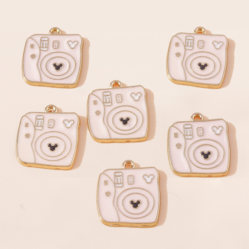 Jewelry Making Videos - 10 個 15*18 ミリメートル素敵なペンダントエナメルピンクカメラチャーム DIY ジュエリー作成アクセサリー手作りイヤリングネックレスブレスレット