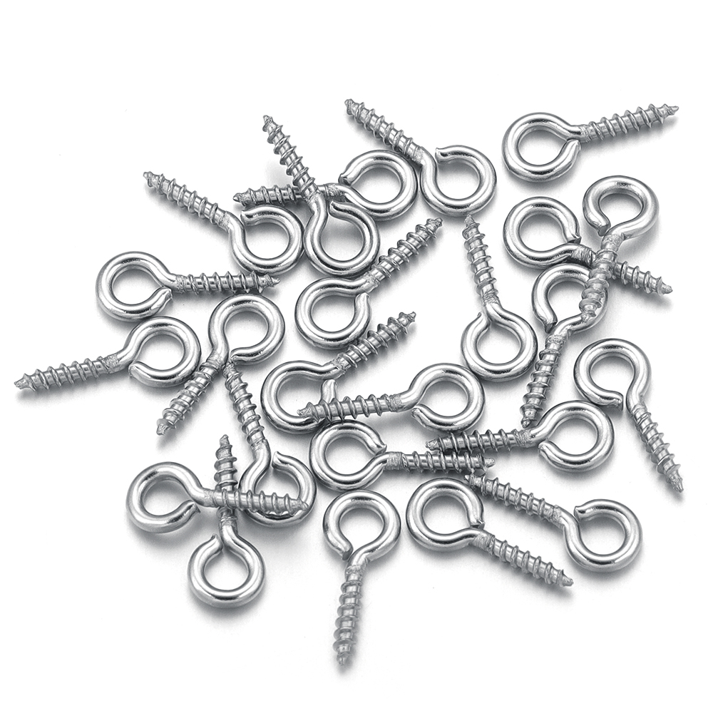 Jewelry Making Tools And Supplies - 100 ピース/ロットステンレス鋼ミニスクリューアイピンペンダントバックルネジ穴金属材料 DIY クラフトジュエリーメイキング用品