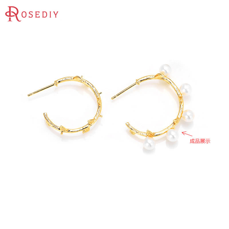 Jewelry Making Set - 6個入り、18Kゴールドカラーの真鍮製、半円型のスタッドピアス。高品質なジュエリー製作材料、女性用ネックレスのアクセサリー。