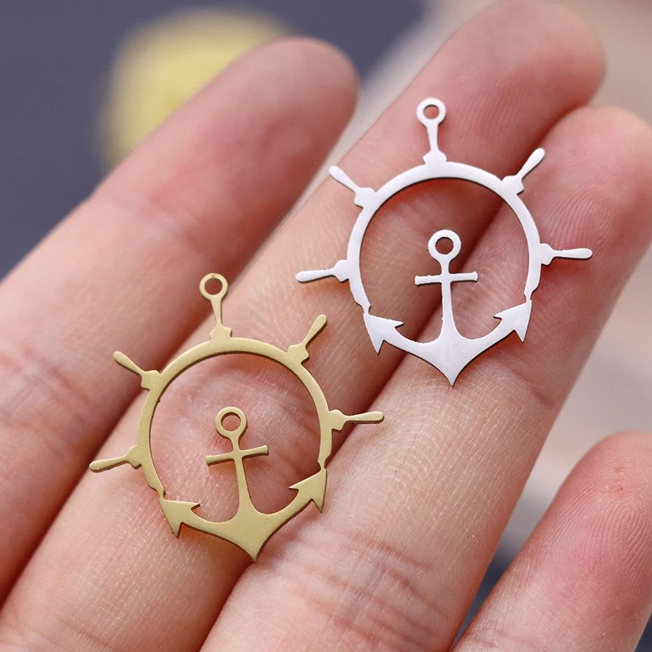Jewelry Making Guide - 3 個コンパスアンカークロスステンレス鋼ペンダントチャームジュエリー作成用トレンディなネックレスイヤリングクラフトガイド diy アクセサリー