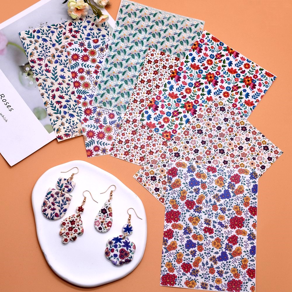 Jewelry Making In Clay - SNASAN DIY 豪華な花水彩転写紙ソフト陶器ポリマークレイペンダントイヤリングジュエリー作成ツール