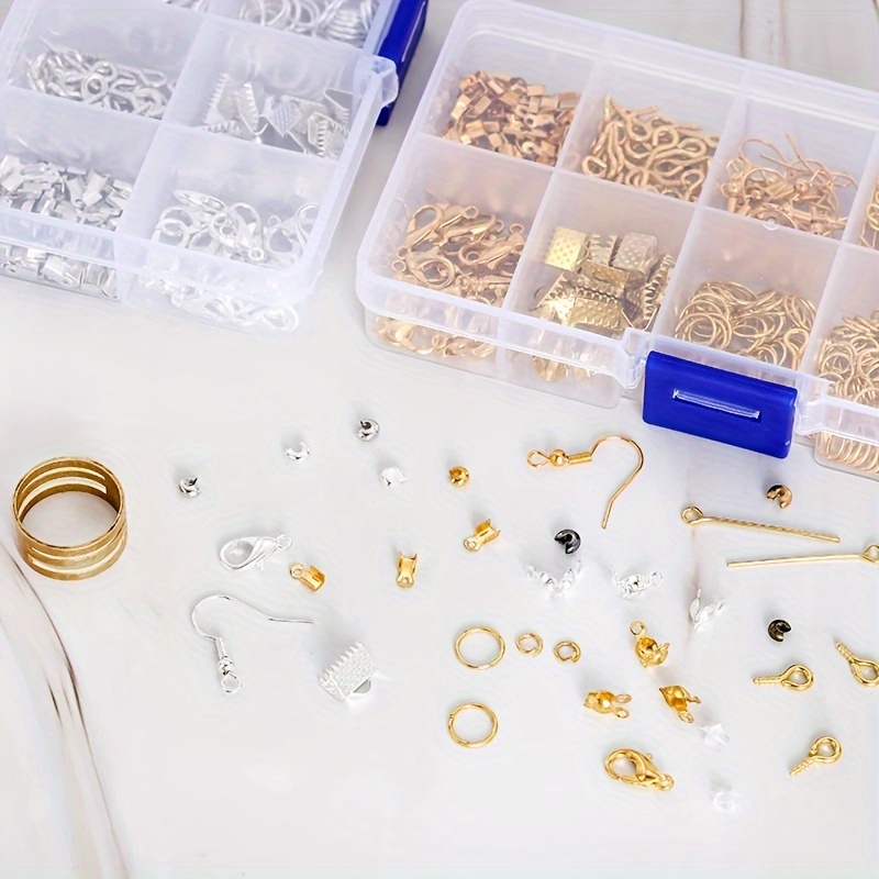 Jewelry Making Set - 1420個入り 1箱 ジュエリーパーツセット イヤリング製作キット ロブスタークラスプ オープンジャンプリング
