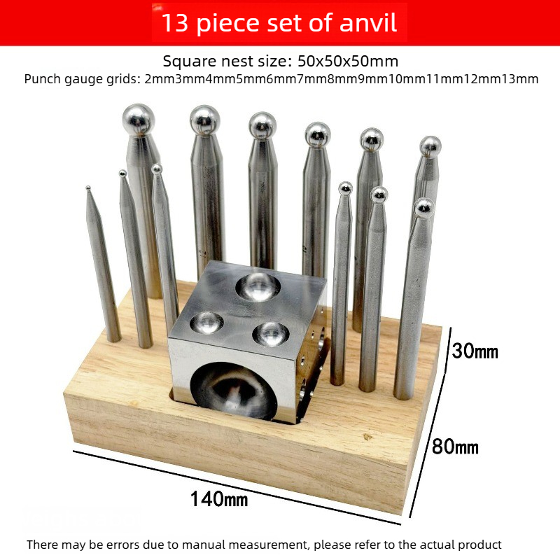 Jewelry Making Anvil - ジュエリードミングブロックツールセット、スチール製ドミングモールドアンビルホーンドリル、金銀工芸用金属ボール＆ベル成形研磨ツール