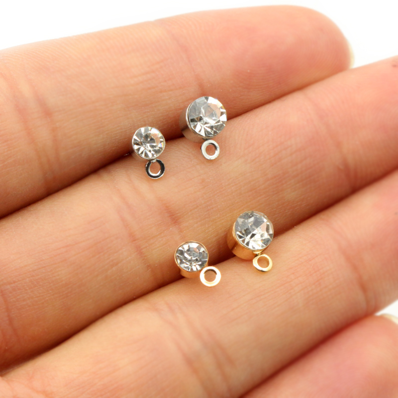 Jewelry Making Set - 50 個のスタッドピアスピンジルコン 4/5/6 ミリメートルラインストーン基本イヤリングスタッド DIY ジュエリーメイキングアクセサリー所見