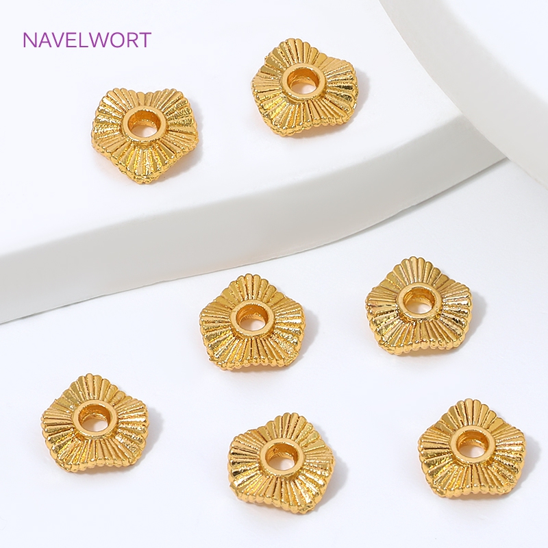 18K金メッキメタルウェーブフラットスペーサービーズ、ビーズ - Jewelry Making Tools And Supplies のレビューと価格
