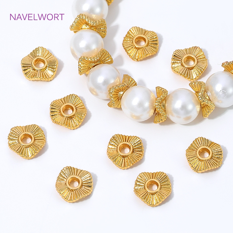 18K金メッキメタルウェーブフラットスペーサービーズ、ビーズ - Jewelry Making Tools And Supplies のレビューと価格