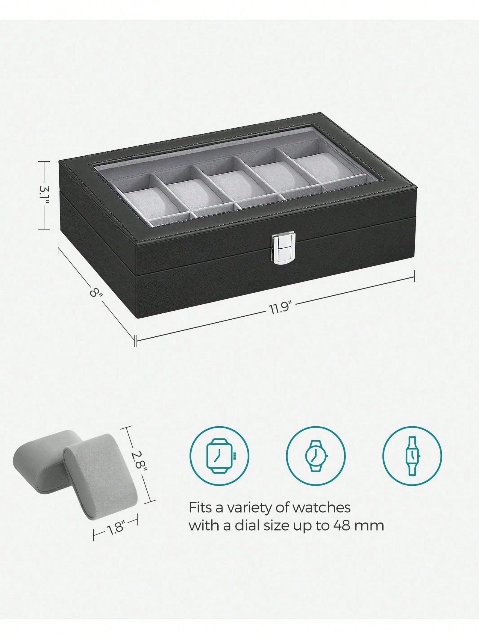12スロットのロック可能な時計ボックス、ガラス蓋と引き出し付 - Jewelry Making Organizer Box のレビューと価格