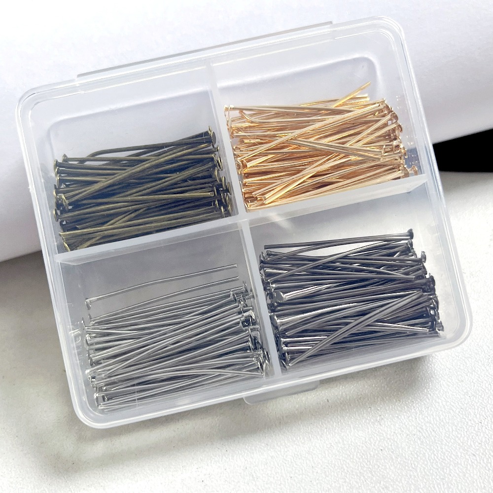 400個入り混合鉄製ヘッドピン 30mm フラットヘッド 鉄 - Jewelry Making Organizer Box のレビューと価格