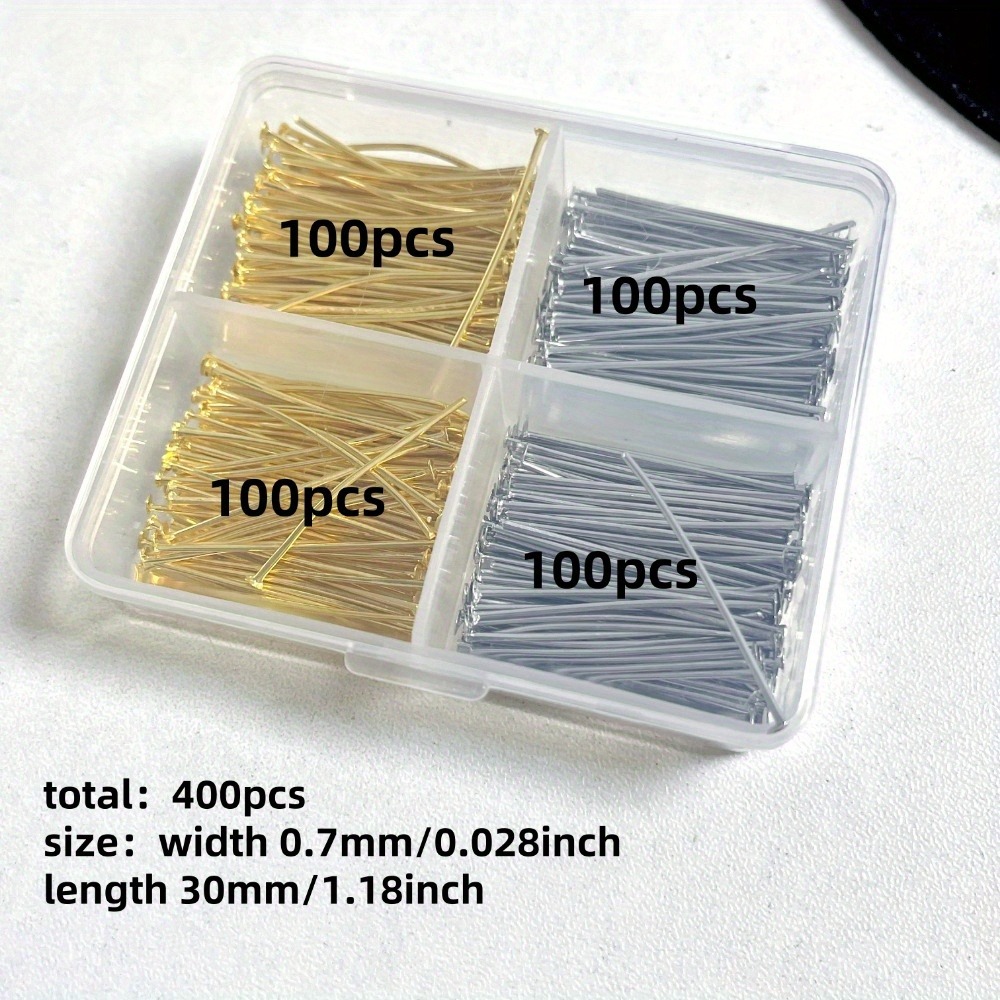 400個入り混合鉄製ヘッドピン 30mm フラットヘッド 鉄 - Jewelry Making Organizer Box のレビューと価格