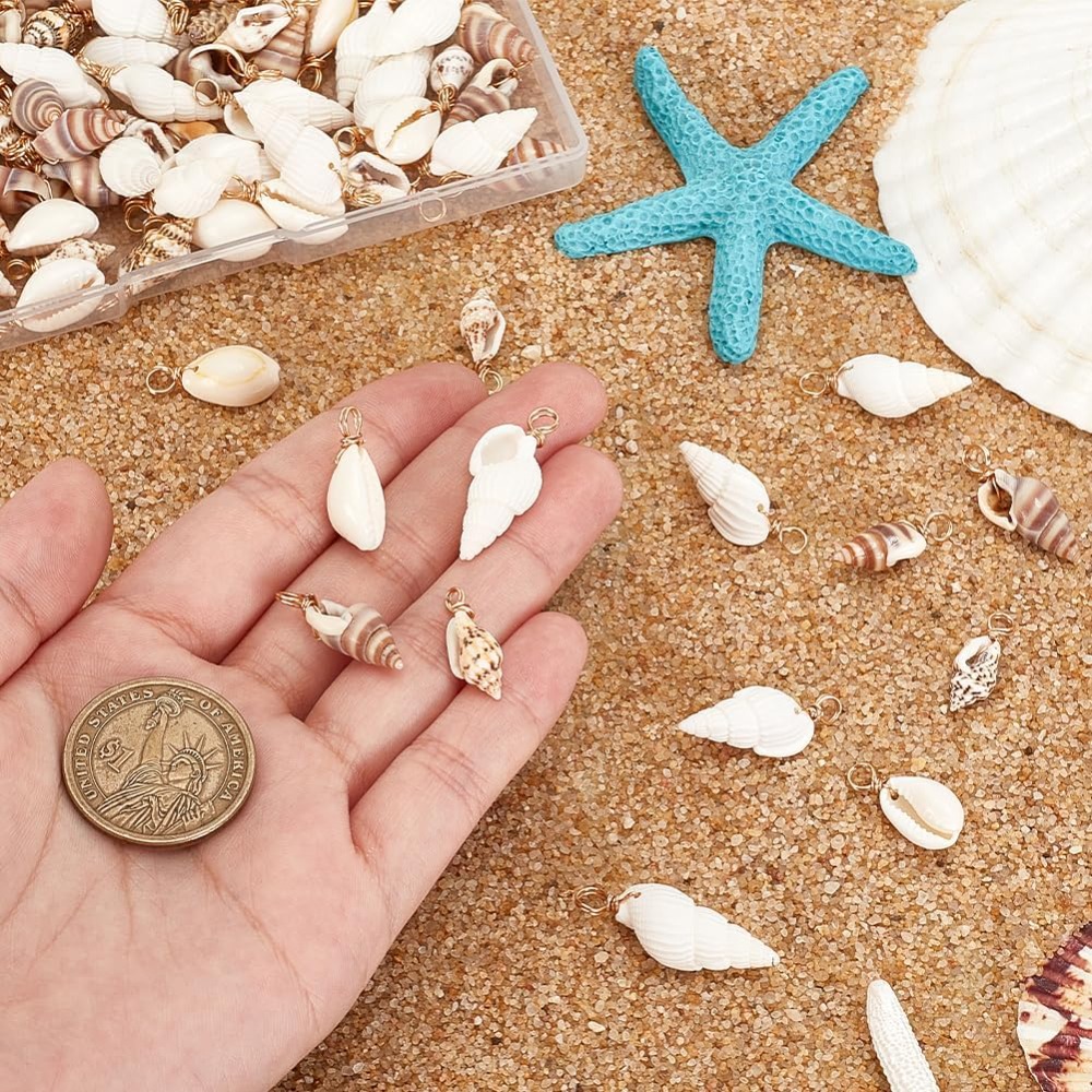 100 個 4 スタイルナチュラルシェルチャームペンダント貝 - Jewelry Making Set のレビューと価格