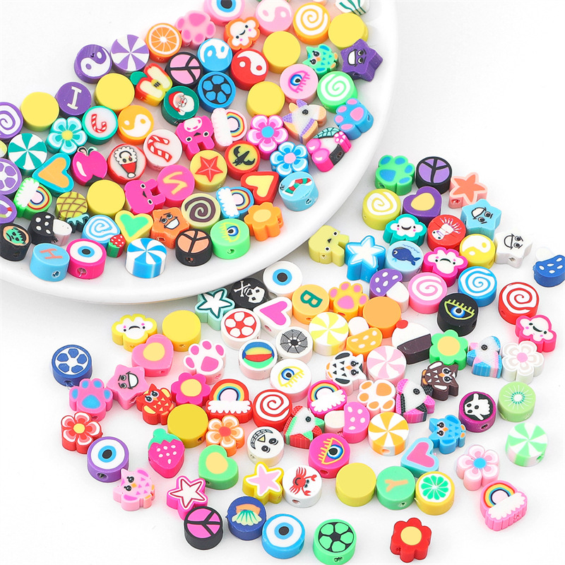 100 個ランダムスタイルポリマークレイビーズ星フルーツ花ハ - Jewelry Making In Clay のレビューと価格