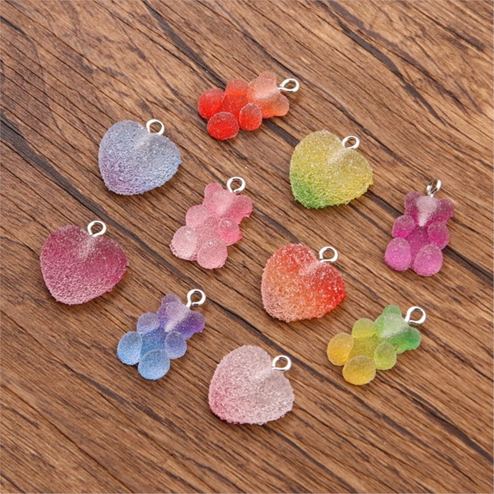 20 個グラデーションカラーキャンディ樹脂クマスターハートチ - Jewelry Making In Clay のレビューと価格