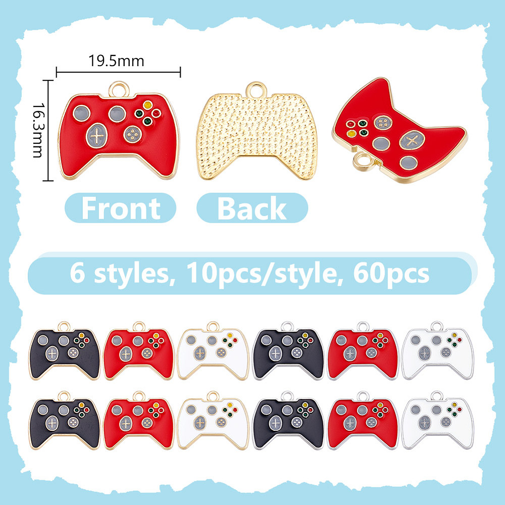 60個入り ビデオゲームコントローラーチャーム 6種類 合金 - Jewelry Making Videos のレビューと価格