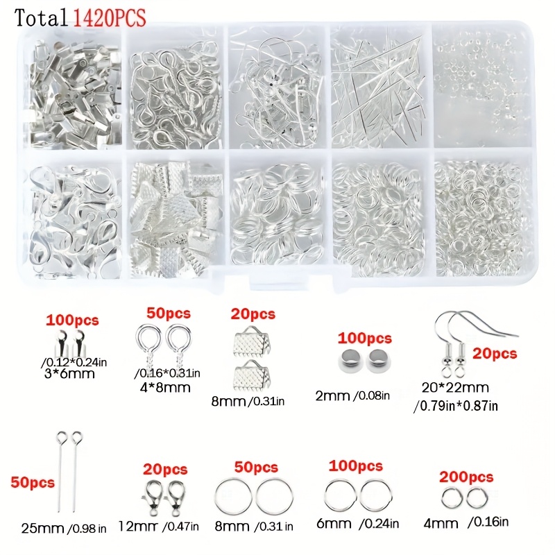1420個入り 1箱 ジュエリーパーツセット イヤリング製作 - Jewelry Making Set のレビューと価格