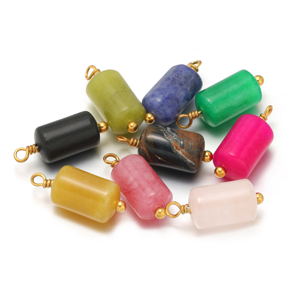 10 個ステンレス鋼天然石チャームシリンダーペンダントバルク - Jewelry Making Tools And Supplies のレビューと価格