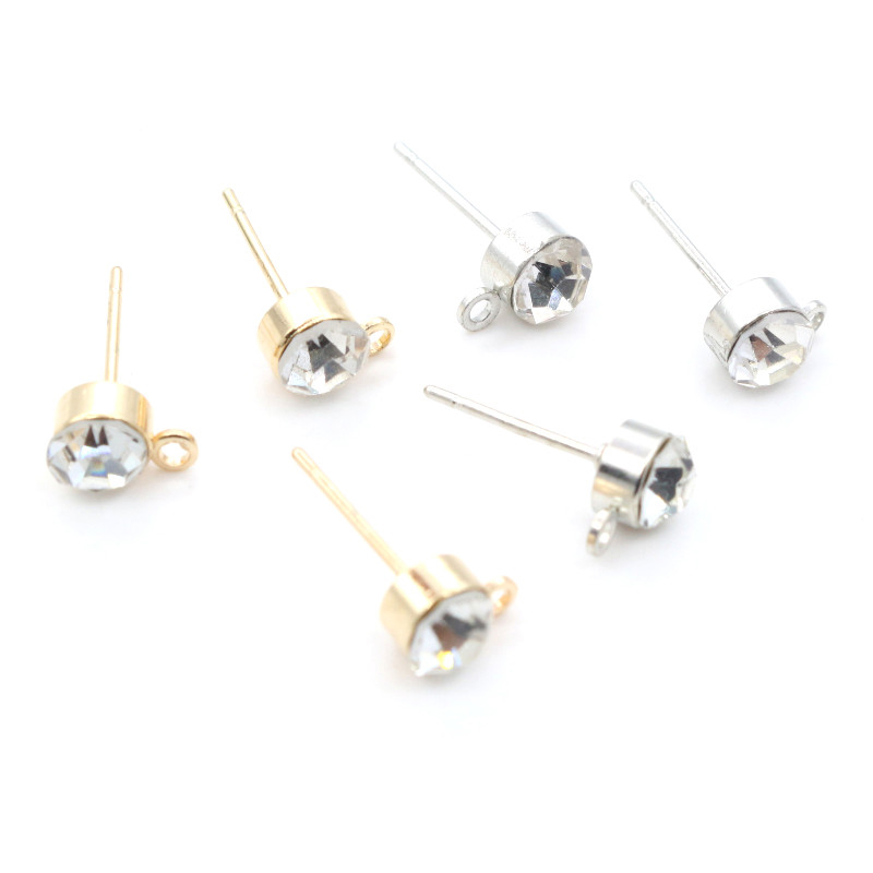 50 個のスタッドピアスピンジルコン 4/5/6 ミリメート - Jewelry Making Set のレビューと価格