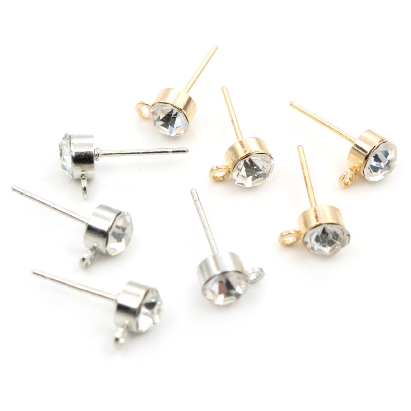 50 個のスタッドピアスピンジルコン 4/5/6 ミリメート - Jewelry Making Set のレビューと価格